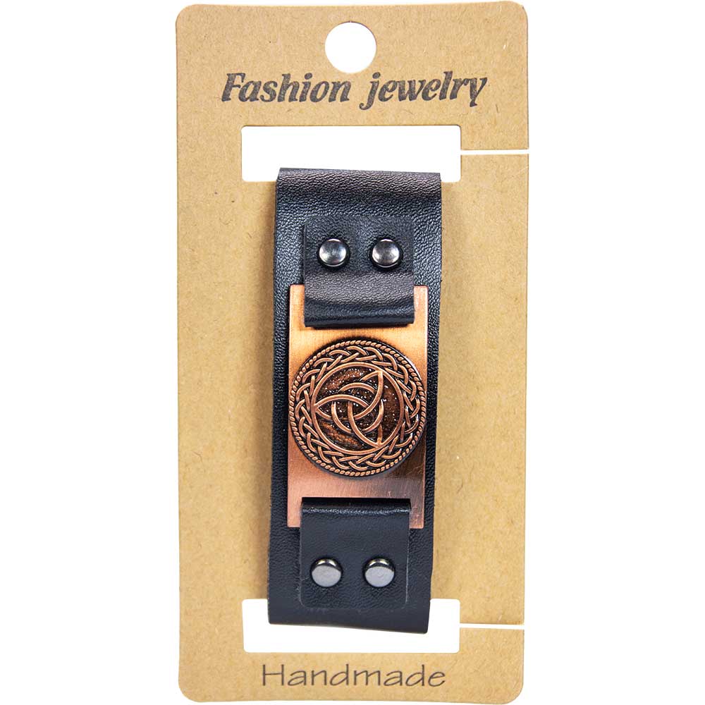 Vegan Leather Adjustable Bracelet - Celtic Knot Black (Each)
