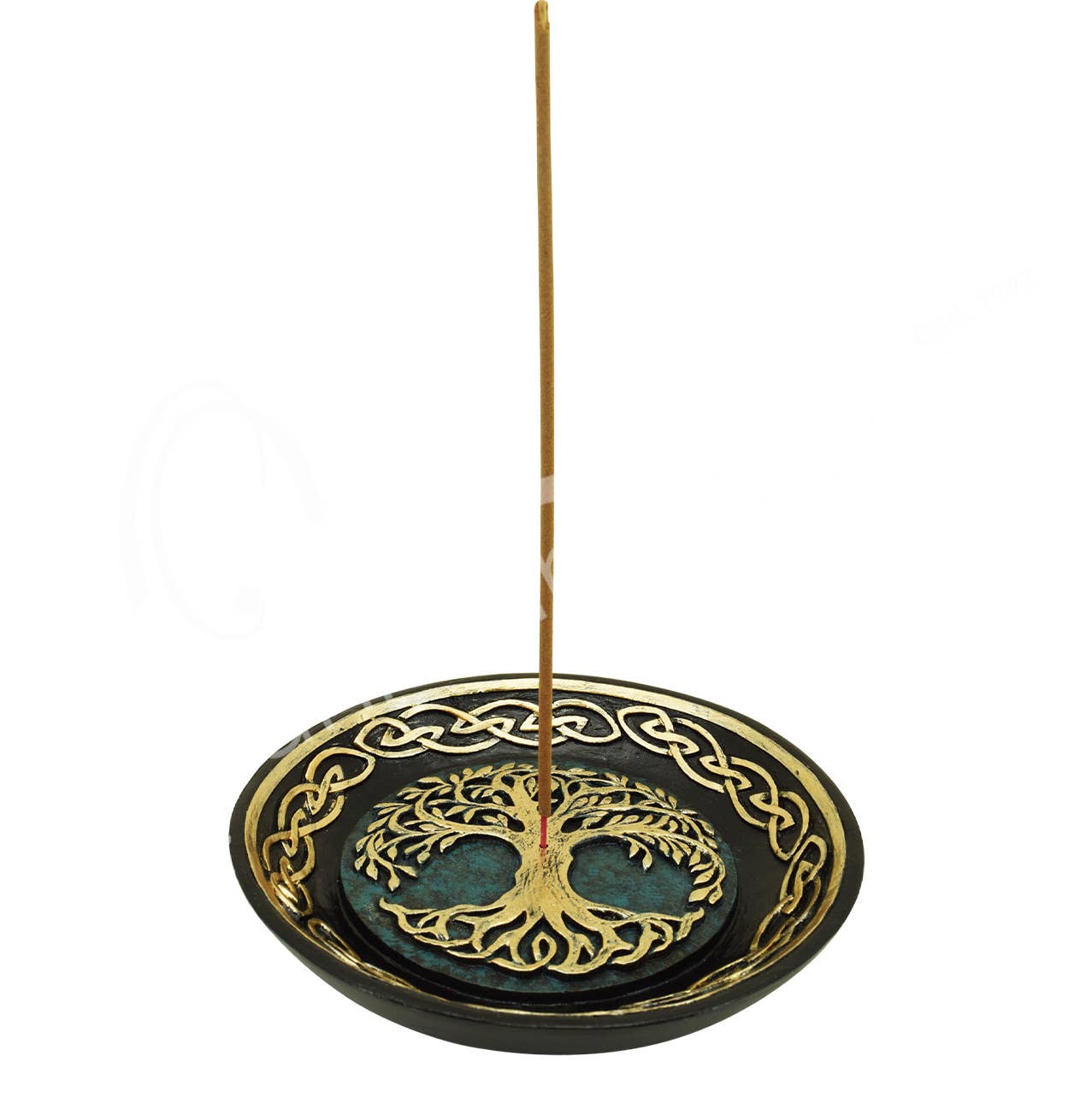 Incense Holder - Tree Of Life Black 4.85"Dia. X 0.80"T