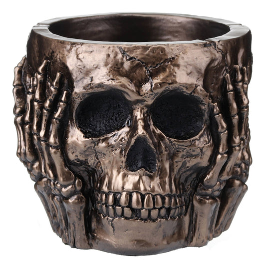 See Hear Speak No Evil Skull Pen Holder