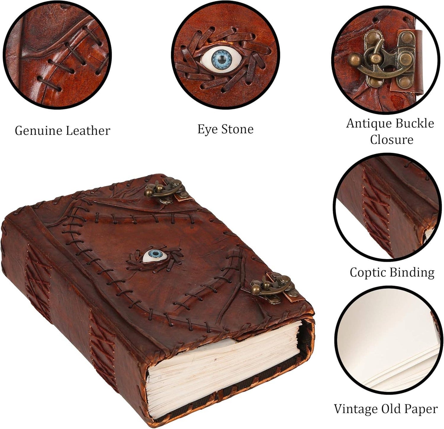Hocus Pocus Spell Book – Handmade Leather Grimoire with Eye