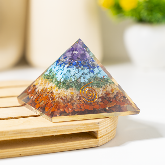 Orgone Pyramid | 7 Chakra Pyramid | Crystal Energy Pyramid