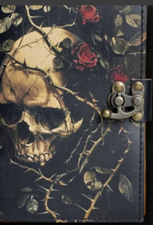 Leather Journal - 6"x8" - Skull, Rose and Vines