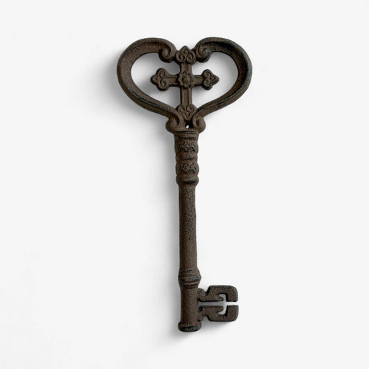 Decorative Skeleton Key, Oversized Cast Iron Wall Hanging, 11"