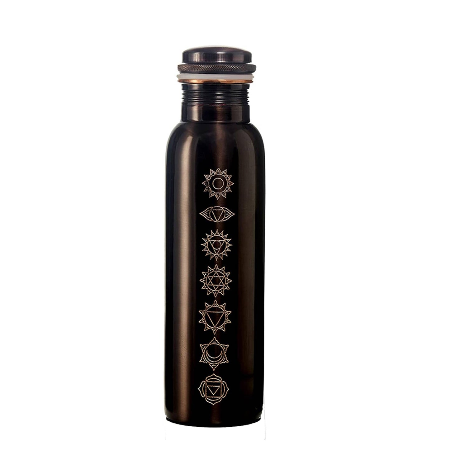 Copper Water Bottle, 7 Chakras Engraved (32 oz)