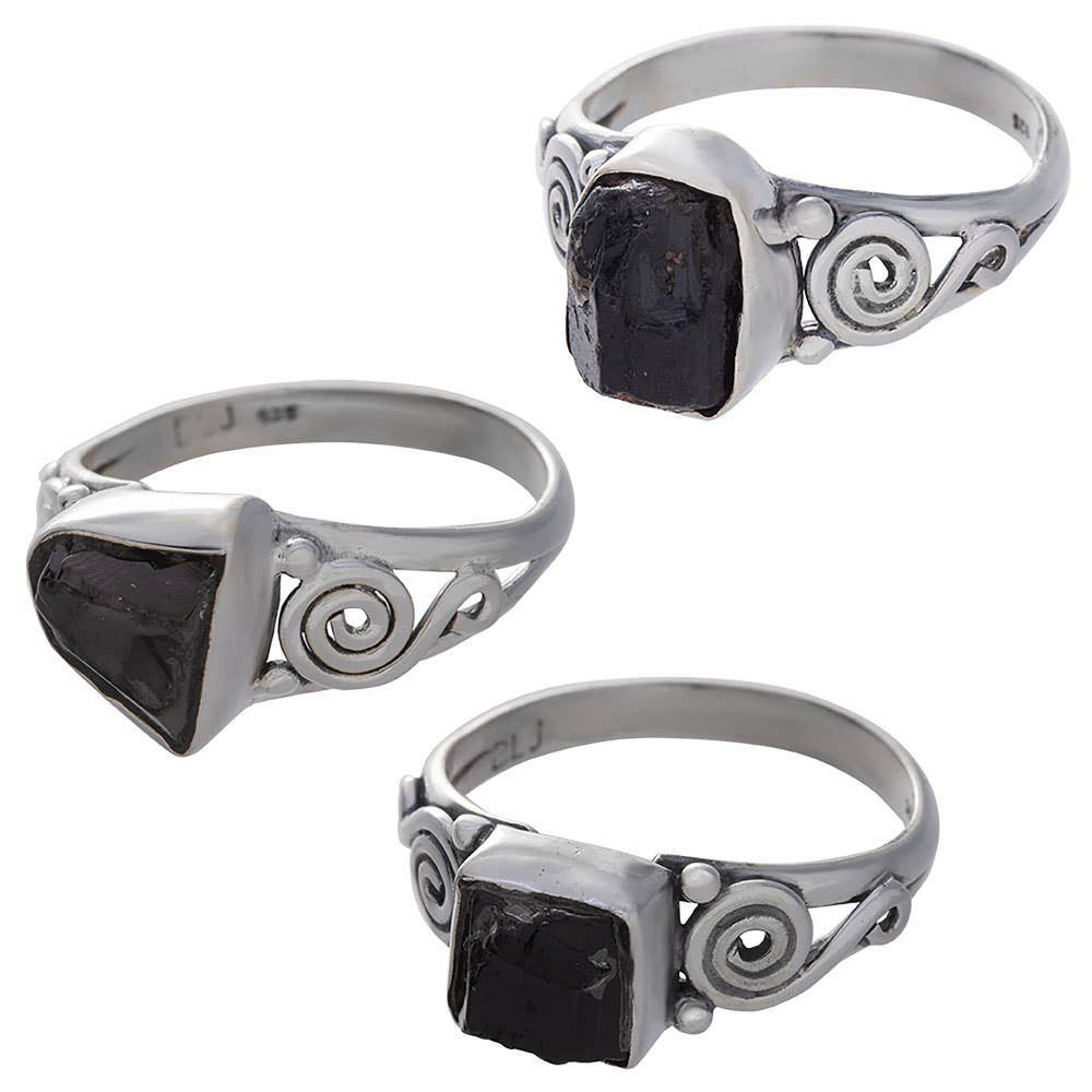 Shungite Assorted Shapes Spiral Band Ring