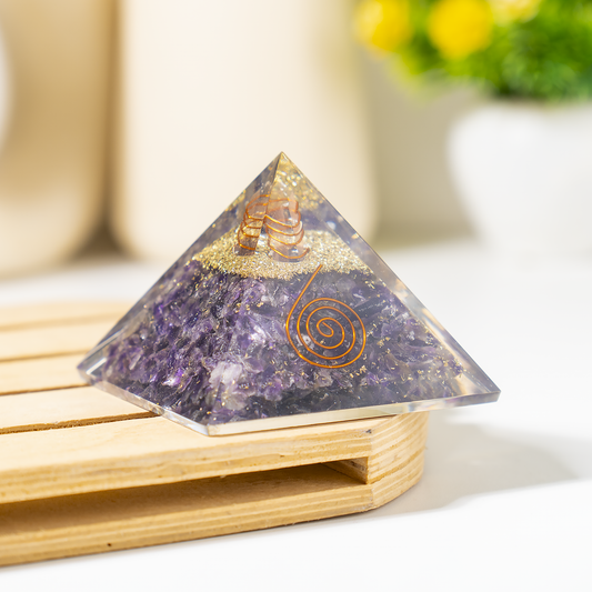 Orgone Pyramid | Amethyst with Crystal Point Orgone Pyramid