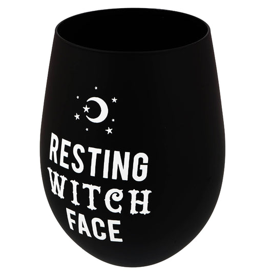 Resting Witch Face Stemless Wine Glass