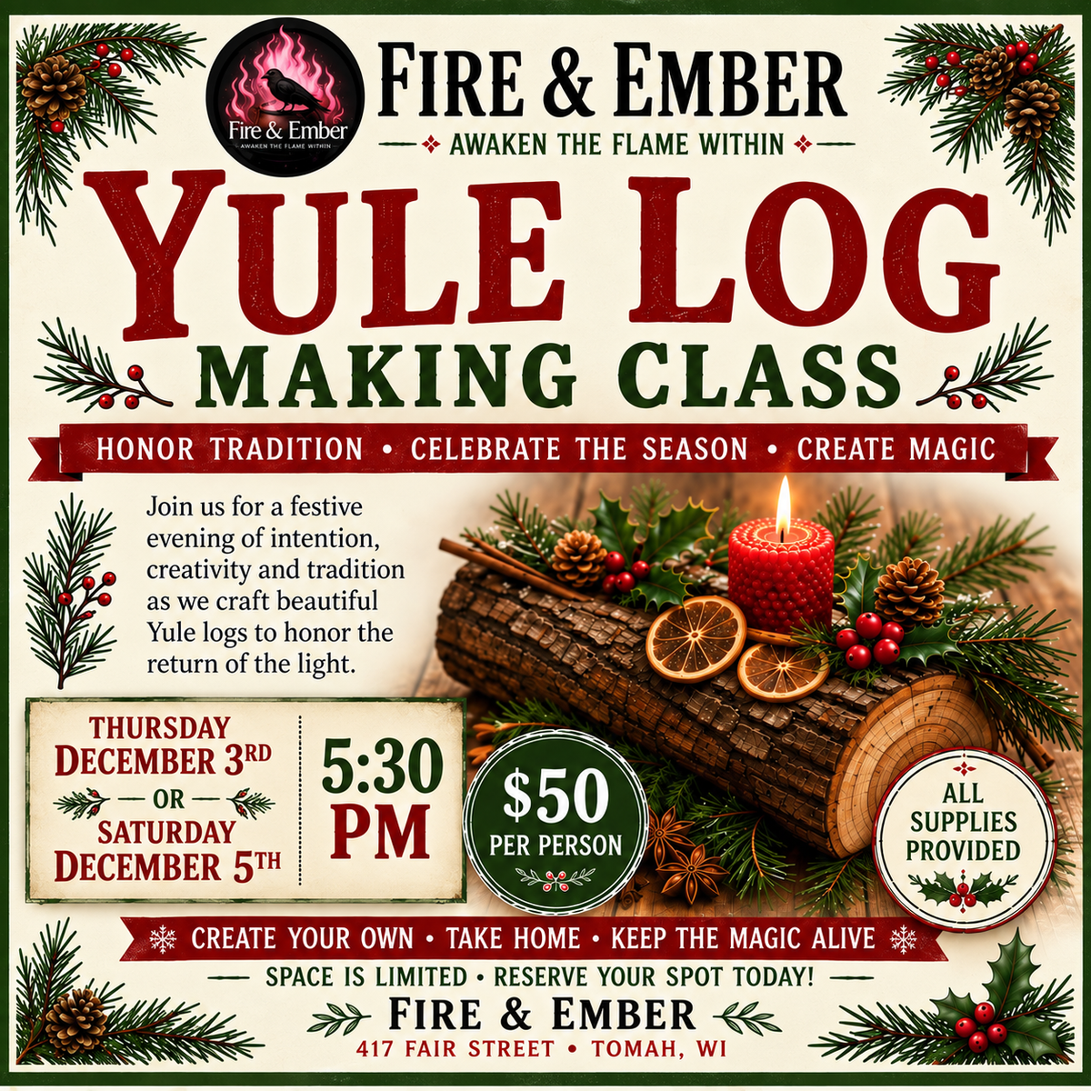🪵✨ Yule Log Making Class ✨🪵