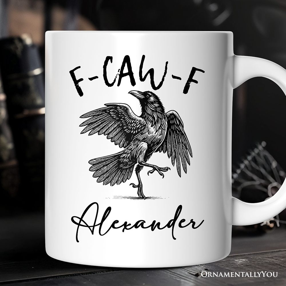 F-CAW-F Gothic Raven Gift Mug, Snarky Halloween Gift