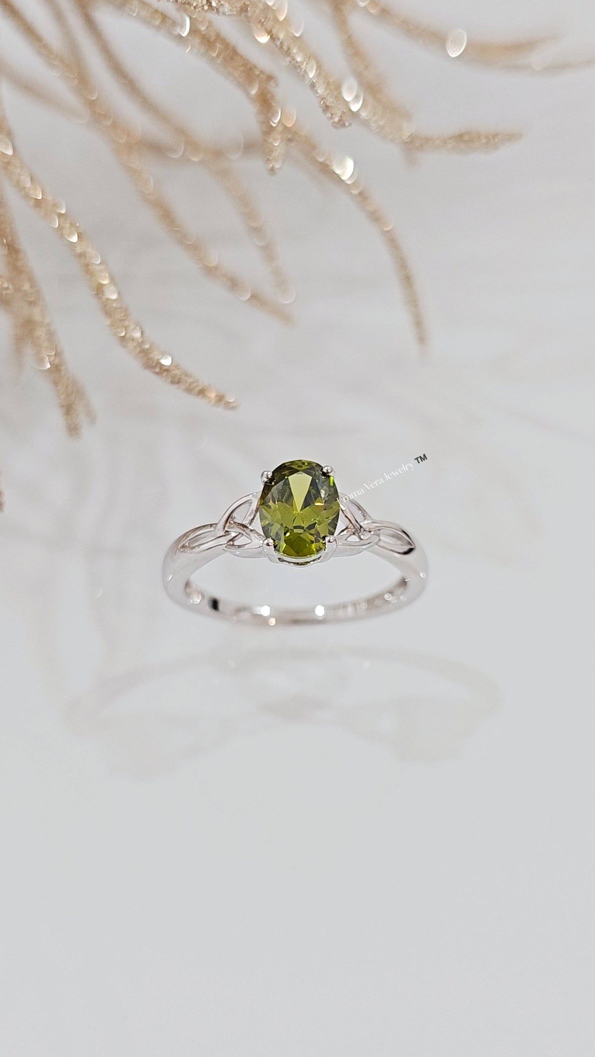 Sterling Silver Peridot Celtic Ring