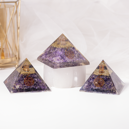 Orgone Pyramid | Amethyst with Crystal Point Orgone Pyramid