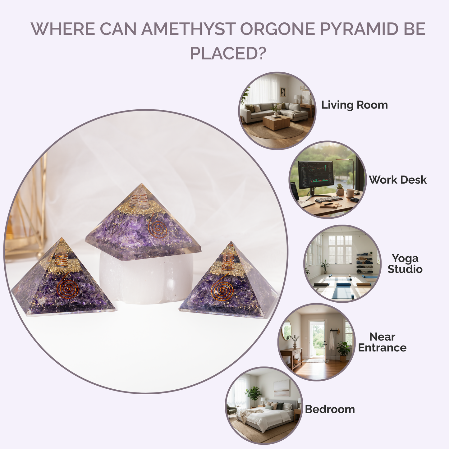 Orgone Pyramid | Amethyst with Crystal Point Orgone Pyramid