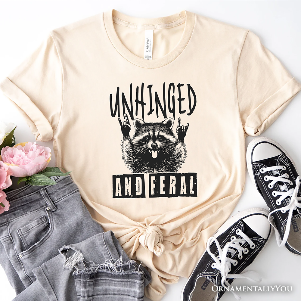 Unhinged and Feral Raccoon T-Shirt, Funny Rock Hands Tee