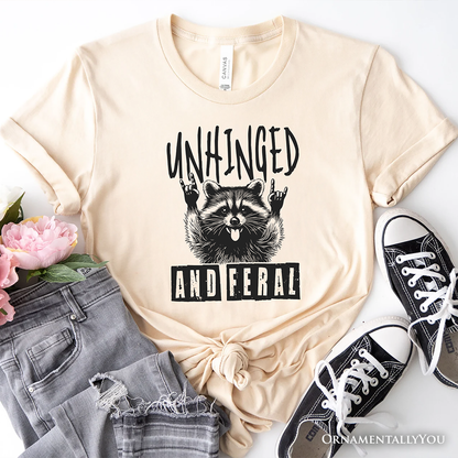 Unhinged and Feral Raccoon T-Shirt, Funny Rock Hands Tee
