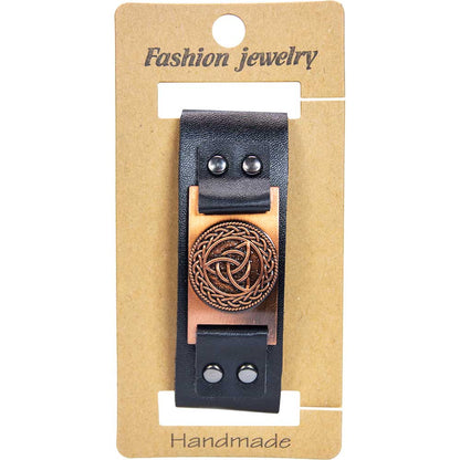Vegan Leather Adjustable Bracelet - Celtic Knot Black (Each)
