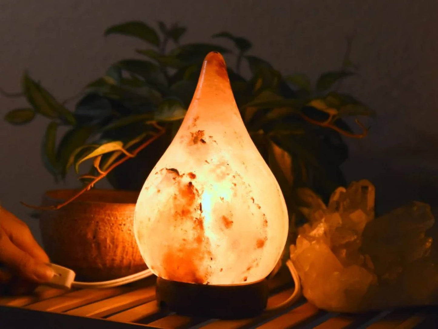 Drop Himalayan Salt Lamp (6–9 lb) W/ Bulb & Dimmer Cord