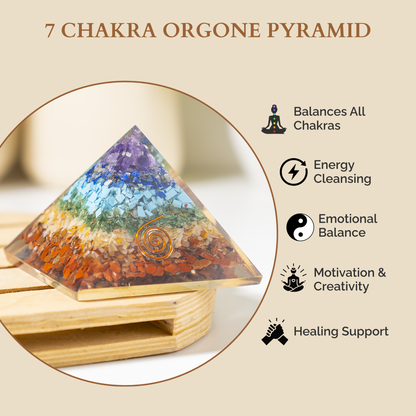 Orgone Pyramid | 7 Chakra Pyramid | Crystal Energy Pyramid