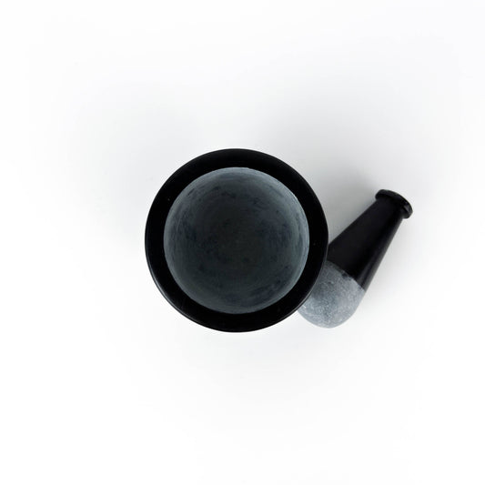 Black Carved Soapstone Mortar & Pestle 2.5"H, 3"D