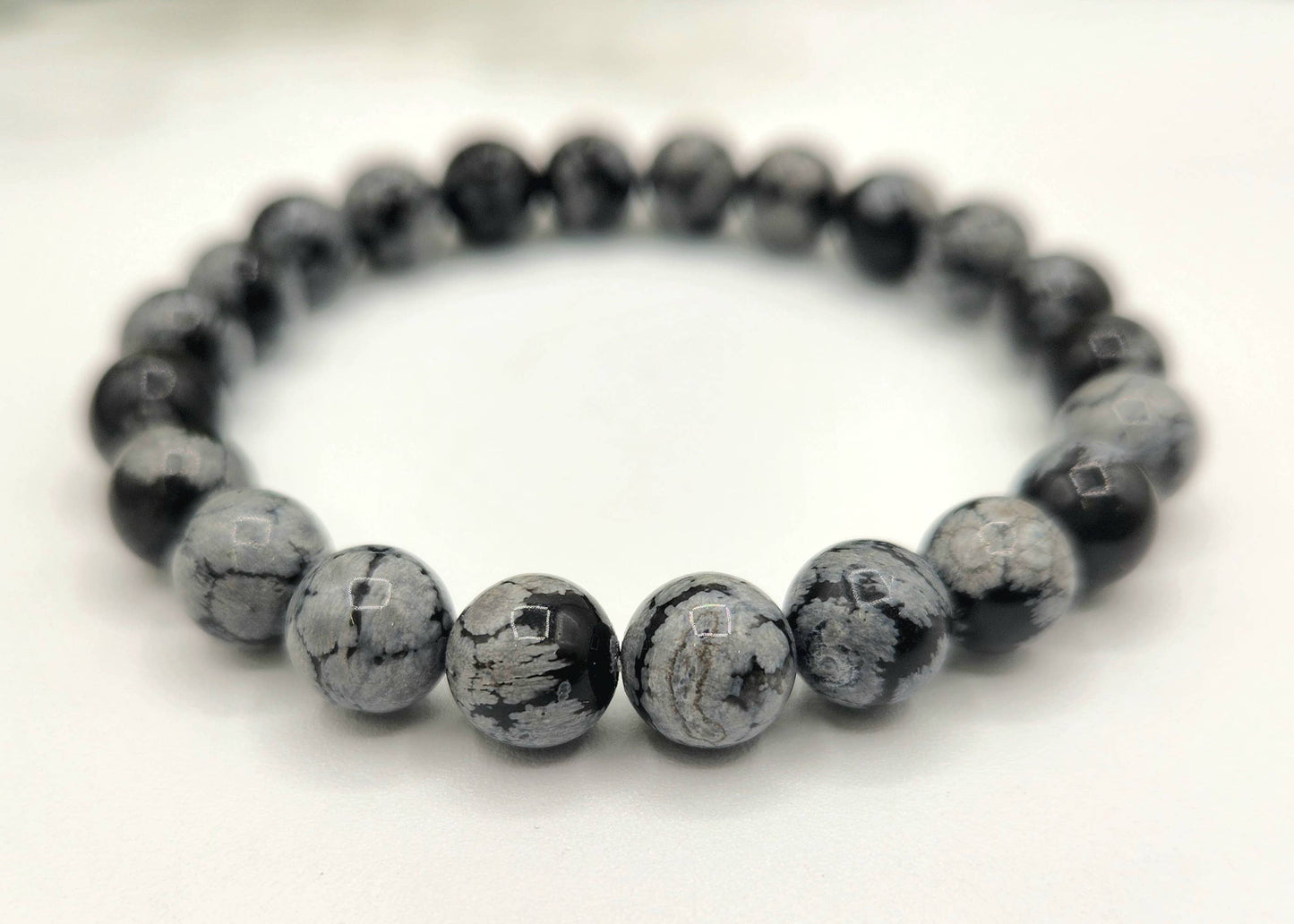 Snowflake Obsidian 8mm (5 Pack) Stretchable Bracelet-7.5"L