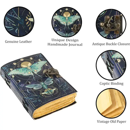 Handmade Butterfly Leather Journal—7x5 inches with lock