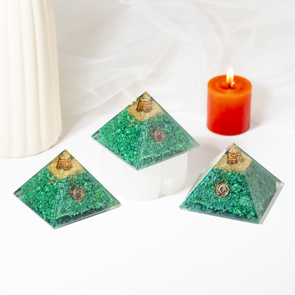 Orgone Pyramid |Synthetic Malachite | Crystal Energy Pyramid