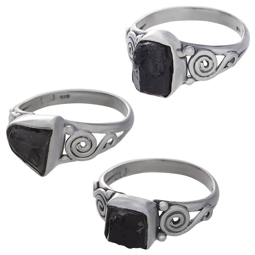 Shungite Assorted Shapes Spiral Band Ring