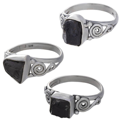 Shungite Assorted Shapes Spiral Band Ring