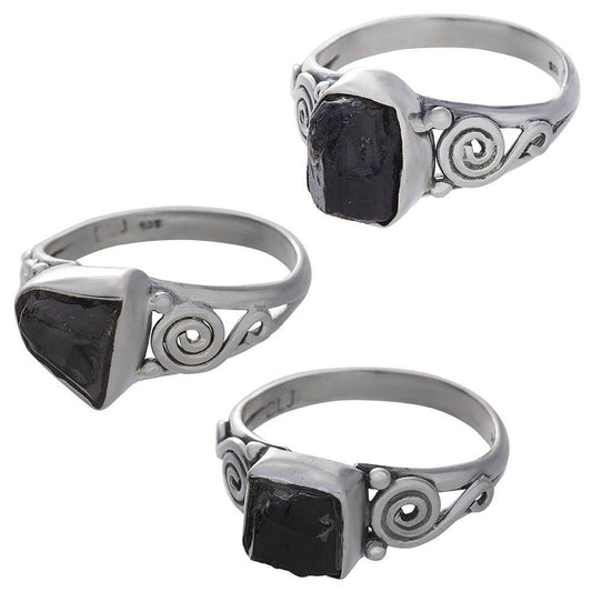 Shungite Assorted Shapes Spiral Band Ring