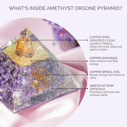 Orgone Pyramid | Amethyst with Crystal Point Orgone Pyramid