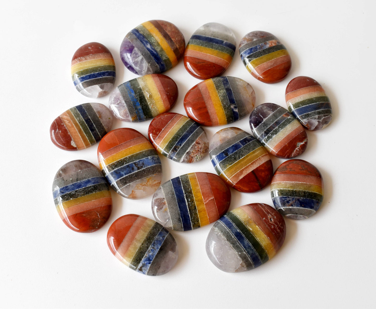 Bonded Chakra Worry Stones, Pocket Crystal, Thumb Stones