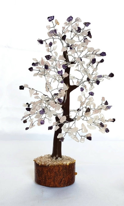 Gemstones Tree |Amethyst with Rose Quartz | Mix Crystal Tree