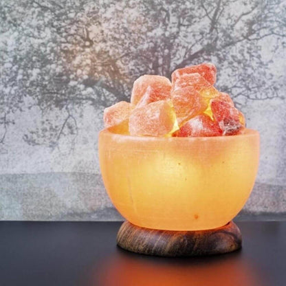 Fire Bowl Himalayan Salt Lamp (6–9 lb) W/ Bulb & Dimmer Cord