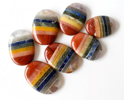 Bonded Chakra Worry Stones, Pocket Crystal, Thumb Stones
