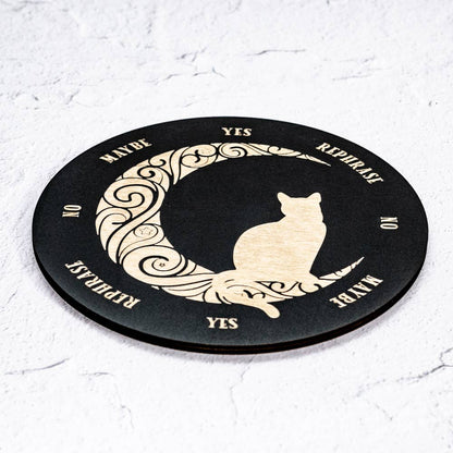 Crescent Moon Cat Pendulum Board Metaphysical Intention