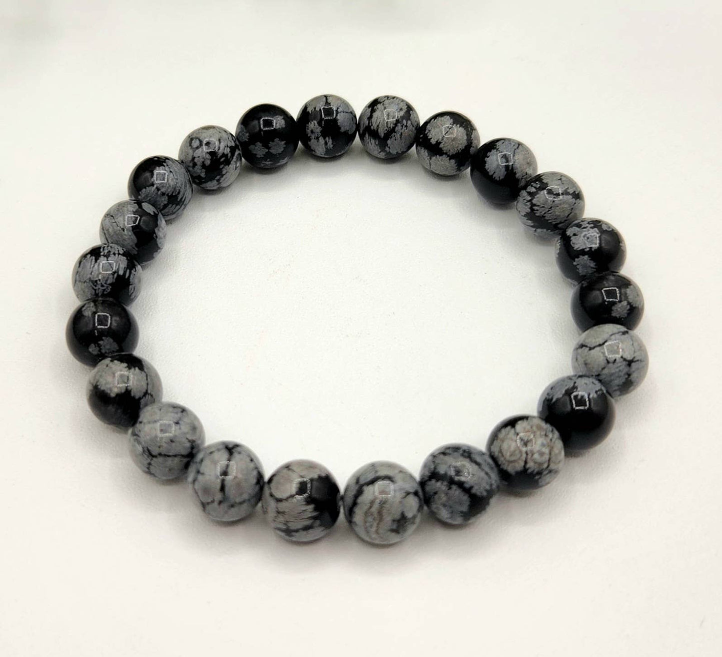 Snowflake Obsidian 8mm (5 Pack) Stretchable Bracelet-7.5"L