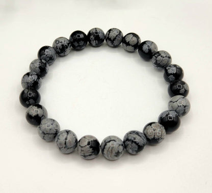 Snowflake Obsidian 8mm (5 Pack) Stretchable Bracelet-7.5"L
