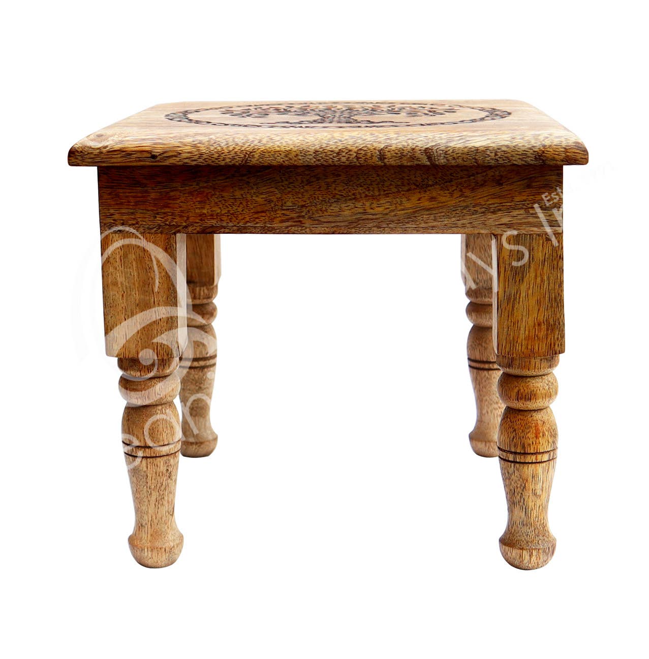 (PC)ALTAR TABLE - MANGO WOOD ENGRAVED TREE OF LIFE 9 X 8"H