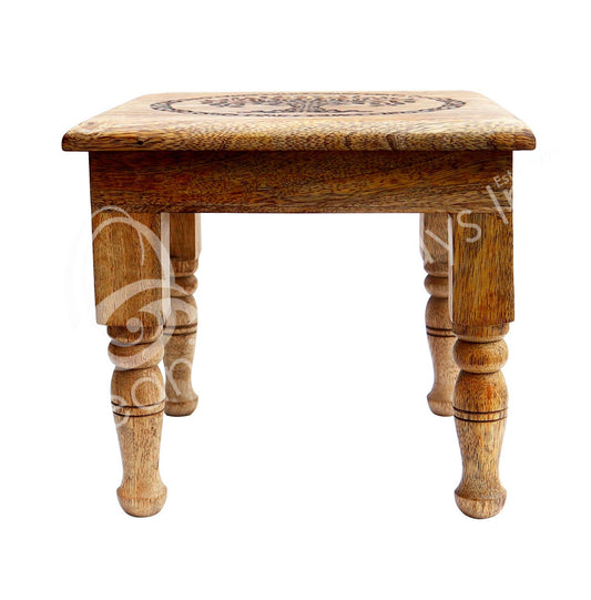 (PC)ALTAR TABLE - MANGO WOOD ENGRAVED TREE OF LIFE 9 X 8"H