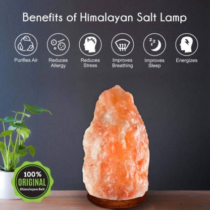 Pyramid Himalayan Salt Lamp (6–9 lb) W/ Bulb & Dimmer Cord