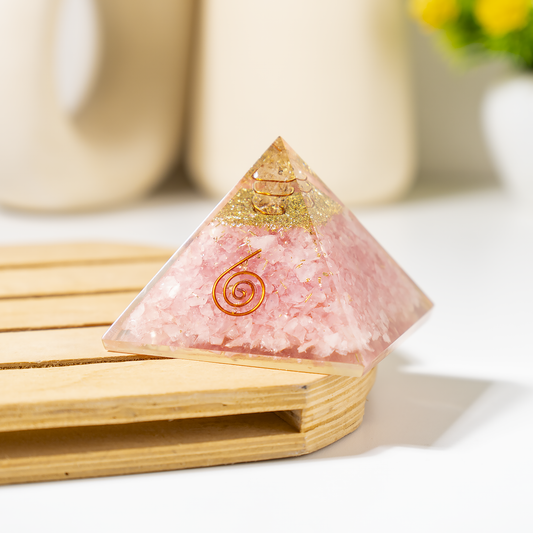 Orgone Pyramid | Rose Quartz with Crystal Point Pyramid
