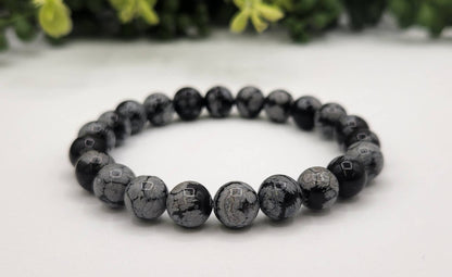 Snowflake Obsidian 8mm (5 Pack) Stretchable Bracelet-7.5"L