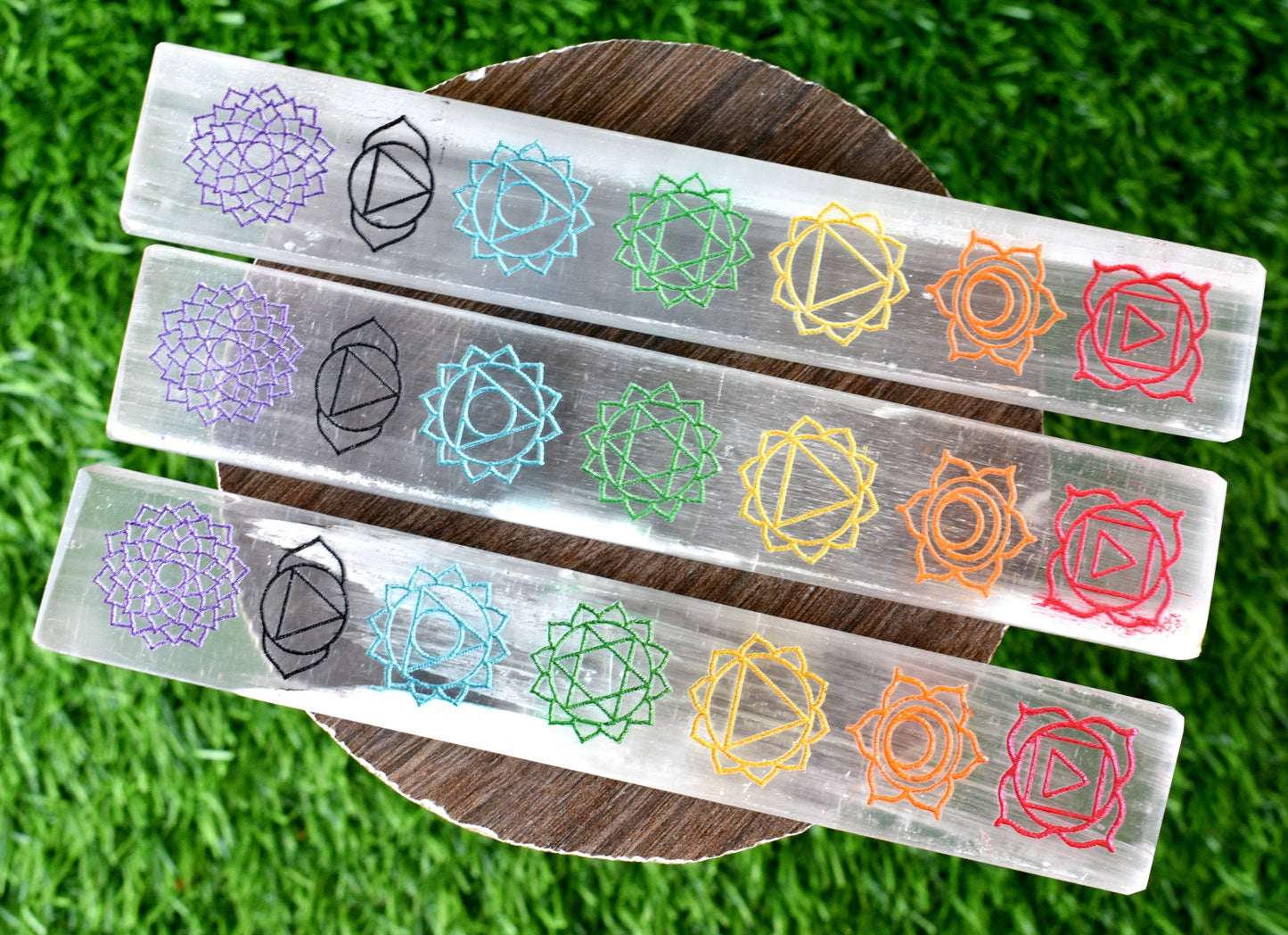 6inches Selenite Charging Plate, Seven Chakra Selenite Plate