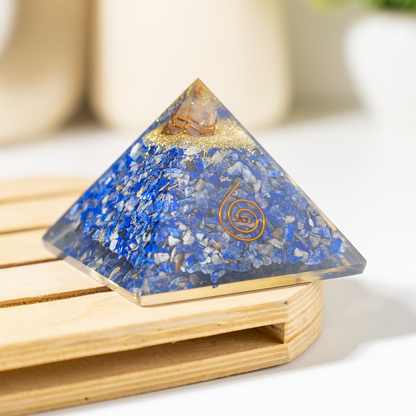 Orgone Pyramid | Lapis Lazuli with Crystal Point Pyramid