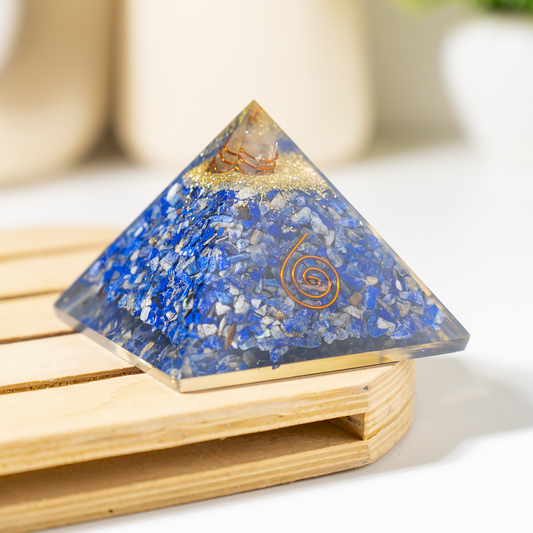 Orgone Pyramid | Lapis Lazuli with Crystal Point Pyramid
