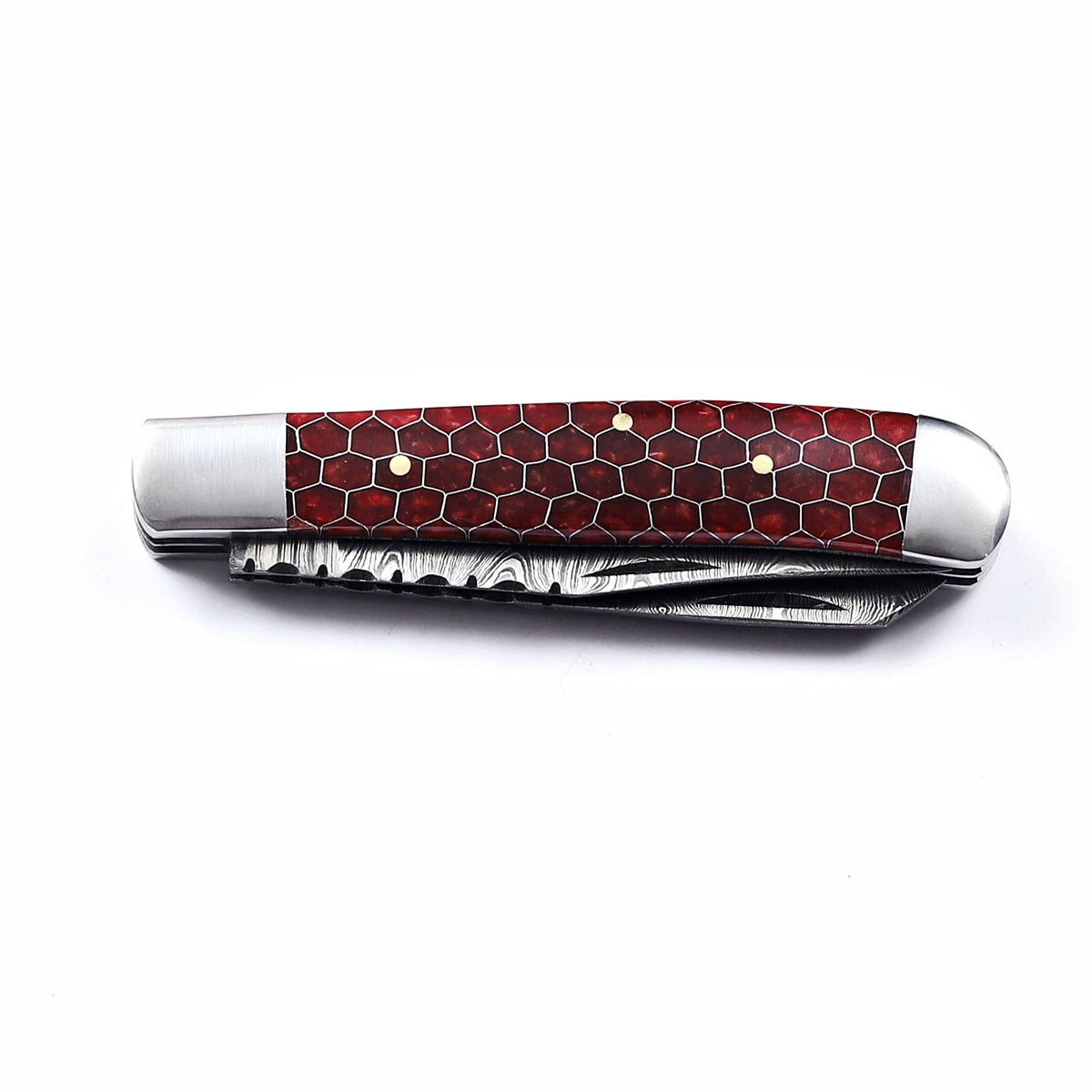 7.5' Handmade damascus pocket knife, Rancher's Choice