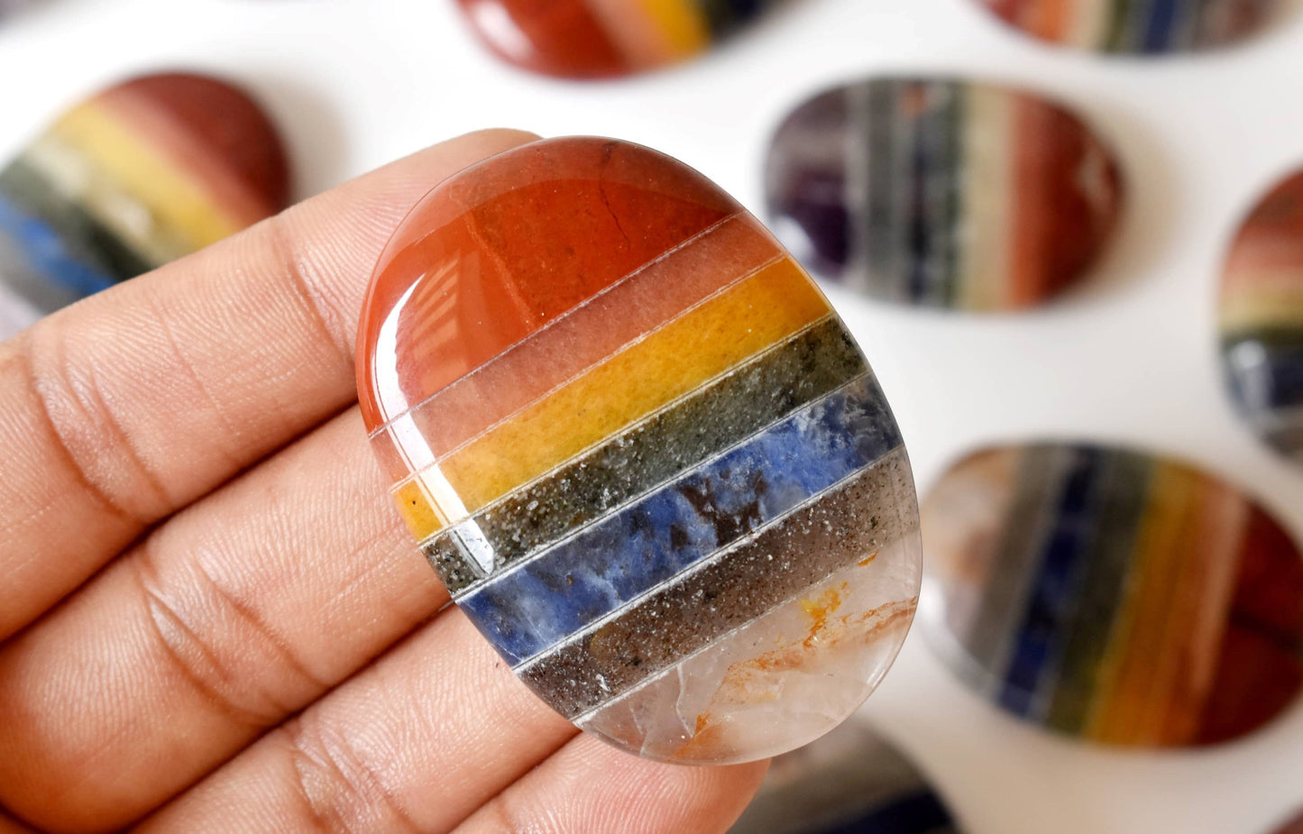 Bonded Chakra Worry Stones, Pocket Crystal, Thumb Stones