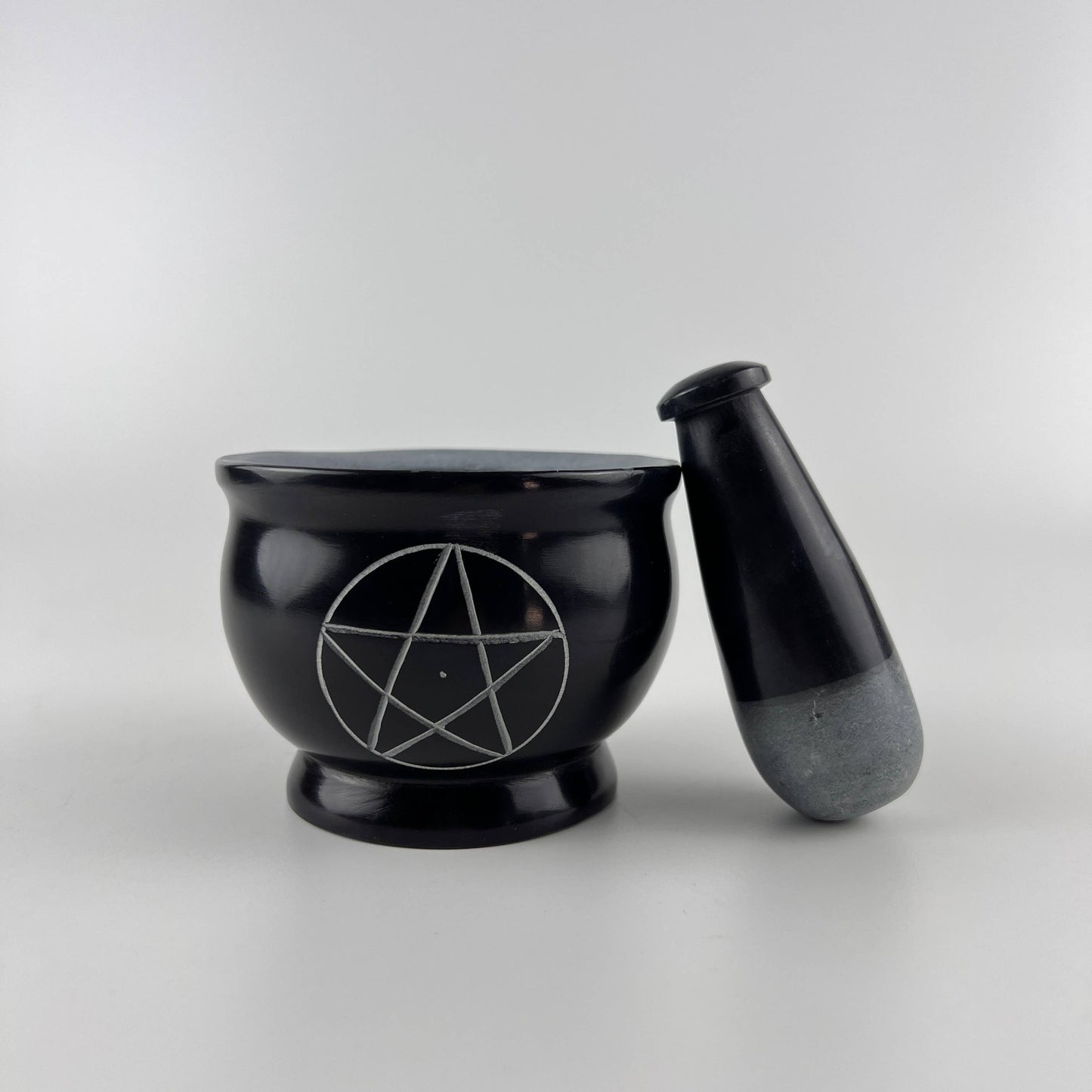 3-Pentacle Soapstone Mortar & Pestle - 3"H, 4"D SBR519