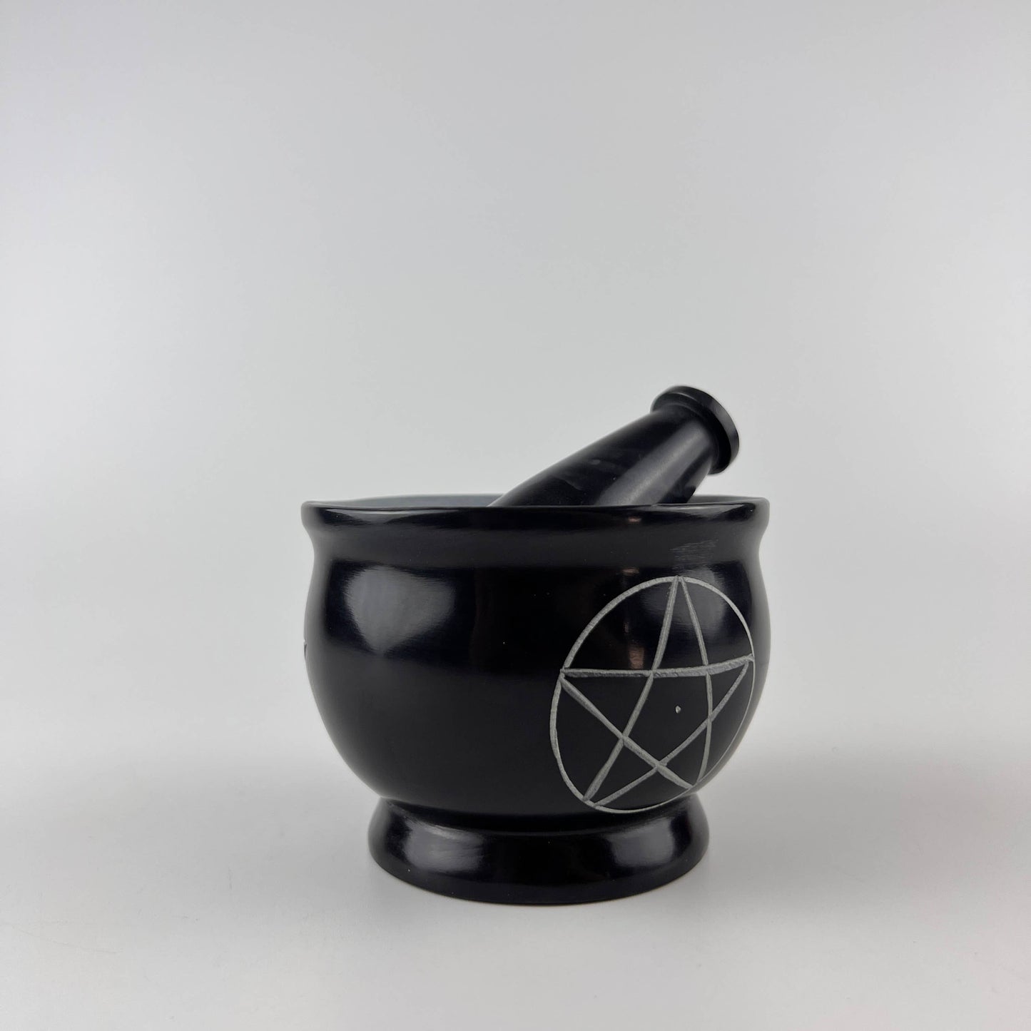 3-Pentacle Soapstone Mortar & Pestle - 3"H, 4"D SBR519