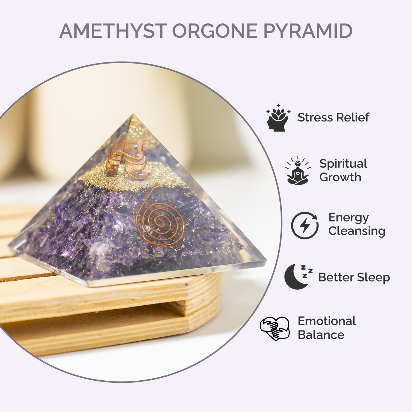 Orgone Pyramid | Amethyst with Crystal Point Orgone Pyramid