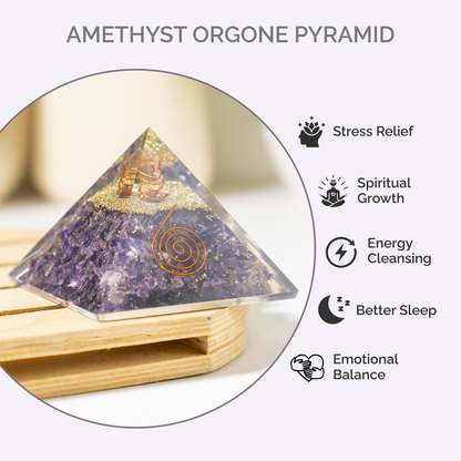 Orgone Pyramid | Amethyst with Crystal Point Orgone Pyramid